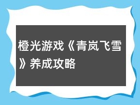 橙光游戏《青岚飞雪》养成攻略