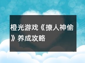橙光游戏《撩人神偷》养成攻略
