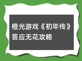 橙光游戏《初年传》答应无花攻略
