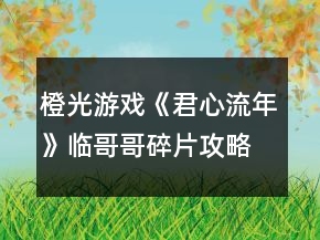橙光游戏《君心流年》临哥哥碎片攻略