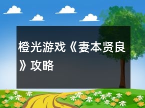 橙光游戏《妻本贤良》攻略