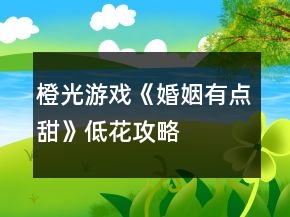 橙光游戏《婚姻有点甜》低花攻略