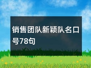 销售团队新颖队名口号78句