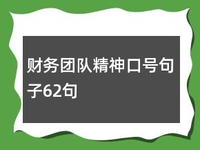 财务团队精神口号句子62句
