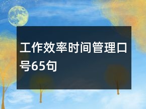 工作效率时间管理口号65句