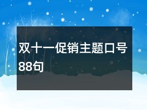双十一促销主题口号88句