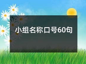 小组名称口号60句