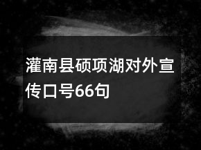 灌南县硕项湖对外宣传口号66句