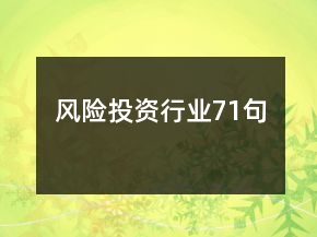 风险投资行业71句