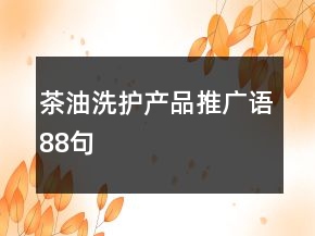 茶油洗护产品推广语88句