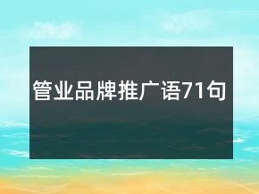 管业品牌推广语71句