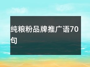 纯粮粉品牌推广语70句