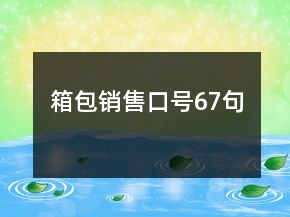 箱包销售口号67句