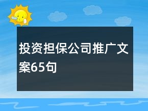 投资担保公司推广文案65句