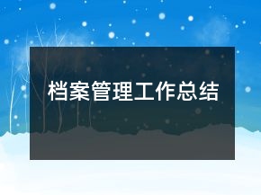档案管理工作总结