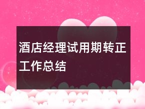 酒店经理试用期转正工作总结