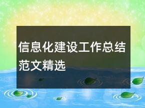 信息化建设工作总结范文精选