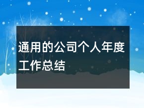 通用的公司个人年度工作总结