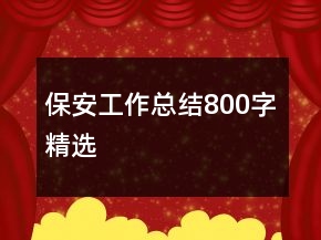 保安工作总结800字精选