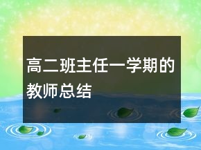 高二班主任一学期的教师总结