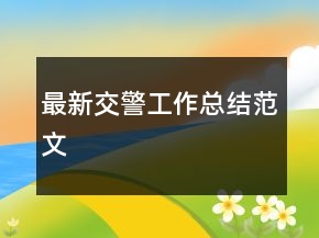 最新交警工作总结范文