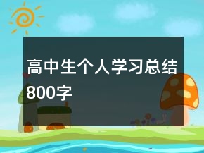 高中生个人学习总结800字