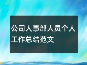 公司人事部人员个人工作总结范文