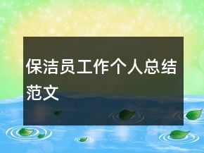保洁员工作个人总结范文