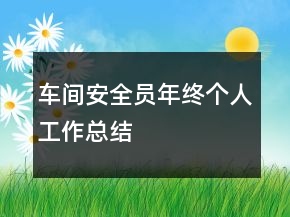 车间安全员年终个人工作总结