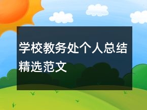 学校教务处个人总结精选范文