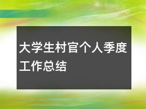 大学生村官个人季度工作总结