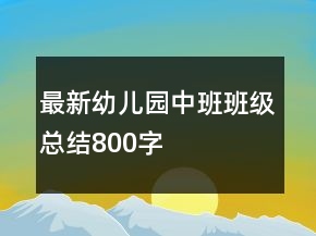 最新幼儿园中班班级总结800字