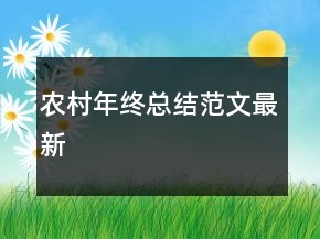 农村年终总结范文最新