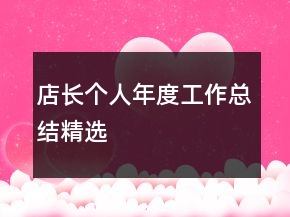 店长个人年度工作总结精选