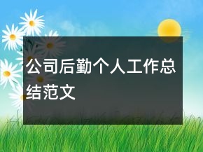 公司后勤个人工作总结范文