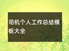 司机个人工作总结模板大全