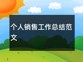个人销售工作总结范文