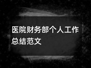 医院财务部个人工作总结范文