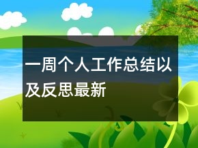一周个人工作总结以及反思最新