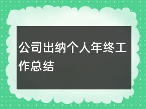公司出纳个人年终工作总结