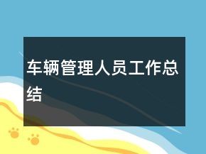 车辆管理人员工作总结