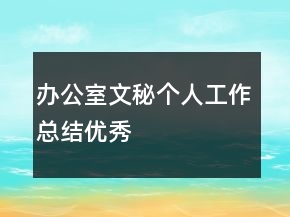 办公室文秘个人工作总结优秀