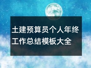 土建预算员个人年终工作总结模板大全