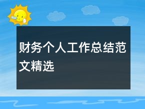 财务个人工作总结范文精选