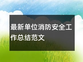 最新单位消防安全工作总结范文