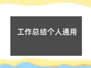 工作总结个人通用