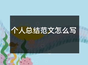 个人总结范文怎么写