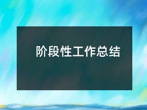 阶段性工作总结