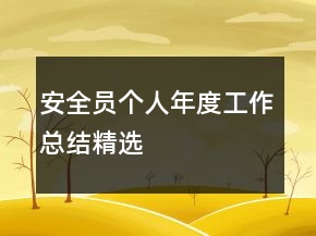 安全员个人年度工作总结精选