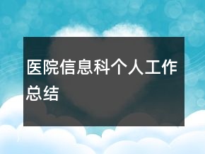 医院信息科个人工作总结
